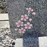 東かがわ市の地域墓地に、桜の彫刻を施した庵治石中目特級の和型墓石が完成しました。